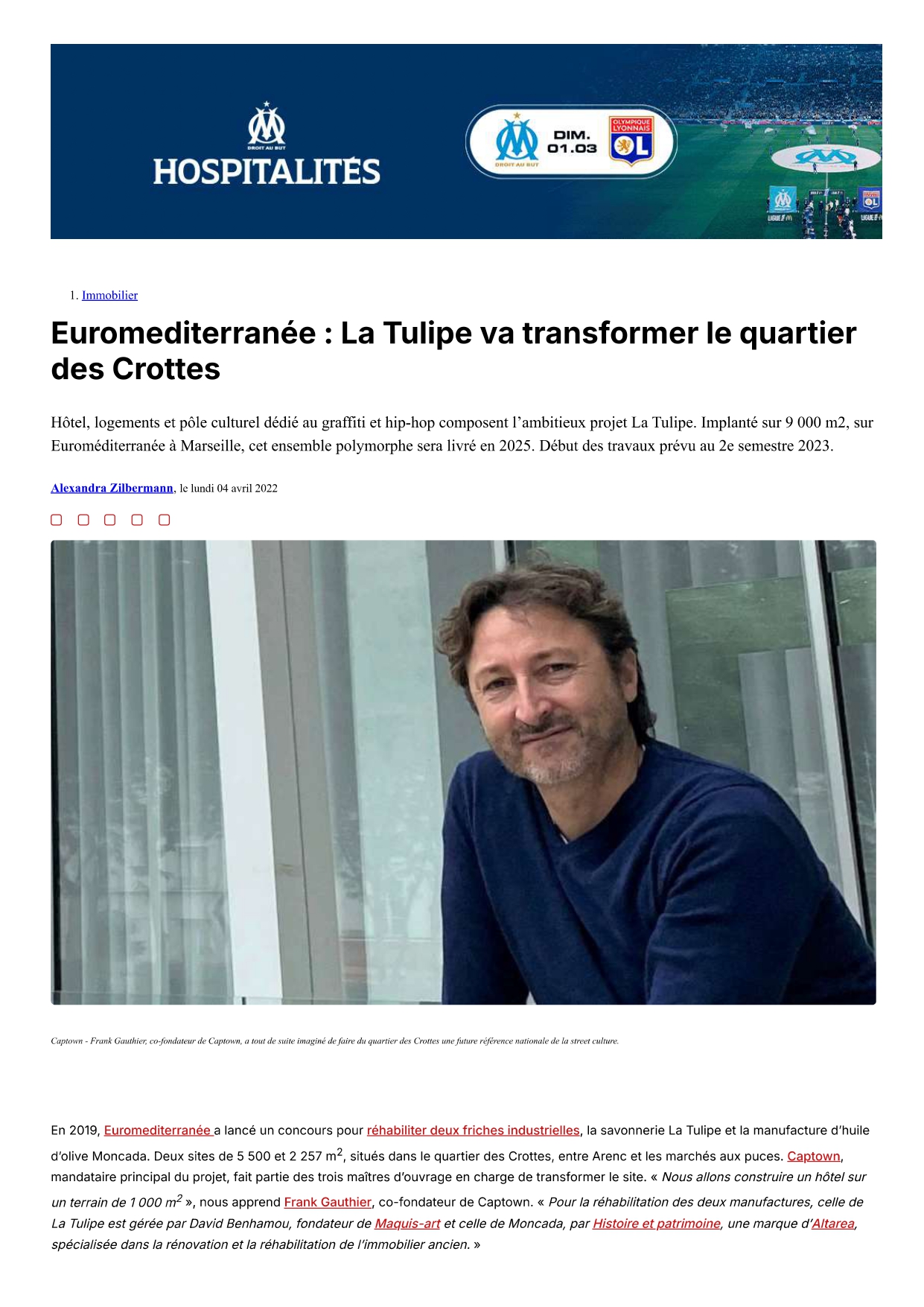 Euromediterranée : La Tulipe va transformer le quartier des Crottes (mesinfos.fr) – 4 avril 2022