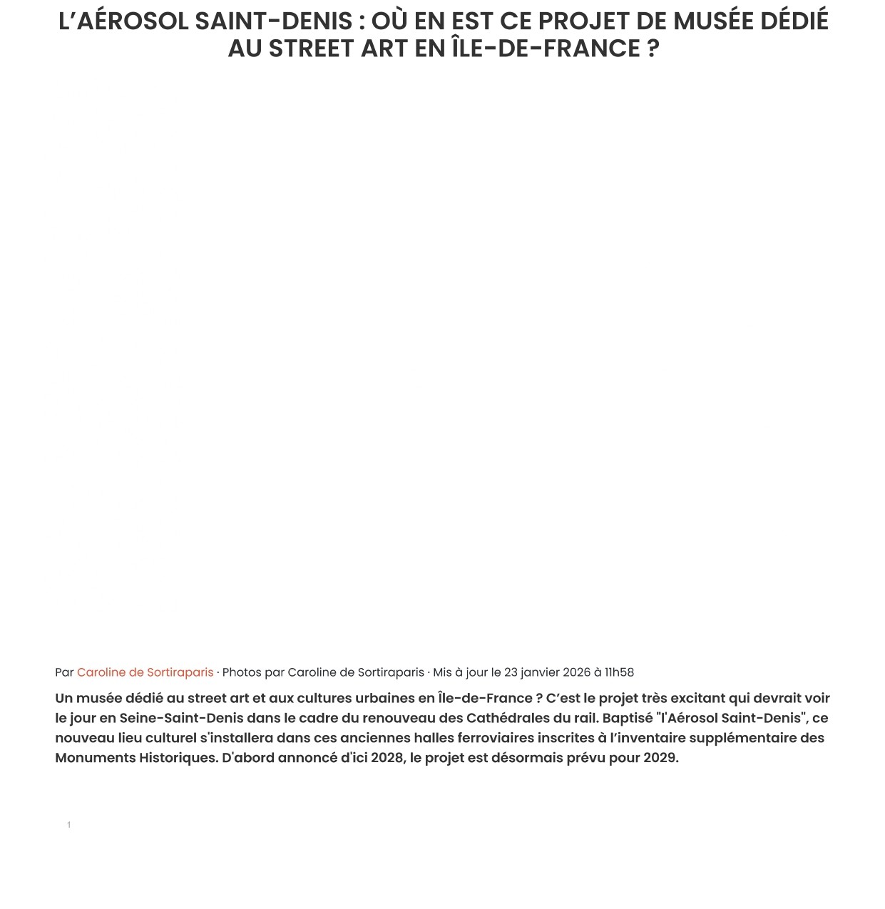 L'Aérosol Saint-Denis : où en est ce projet de musée dédié au street art en Île-de-France ? (Sortir à Paris) – 23 janvier 2026