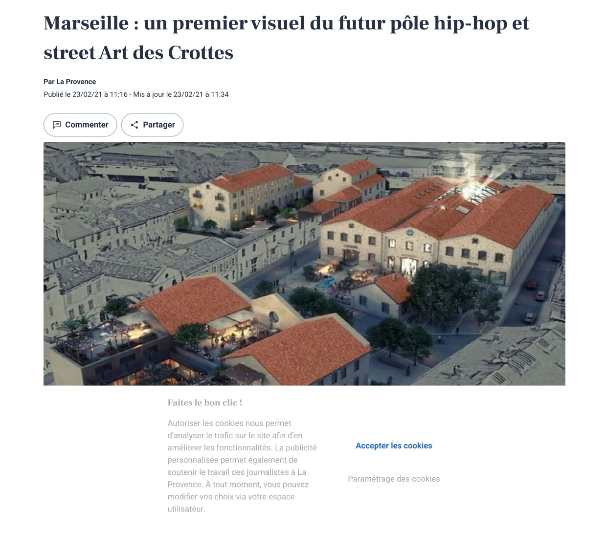 Marseille : un premier visuel du futur pôle hip-hop et street Art des Crottes (La Provence) – 23 février 2021