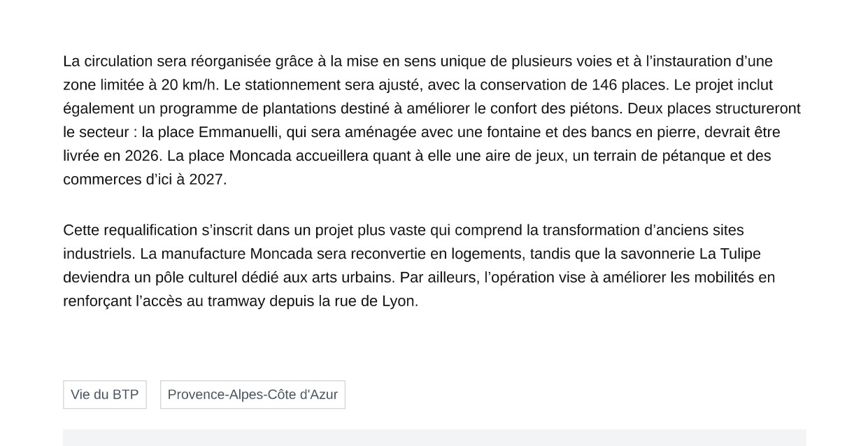 Bouches-du-Rhône : Requalification du Quartier des Crottes à Marseille (Le Moniteur) – 25 novembre 2025