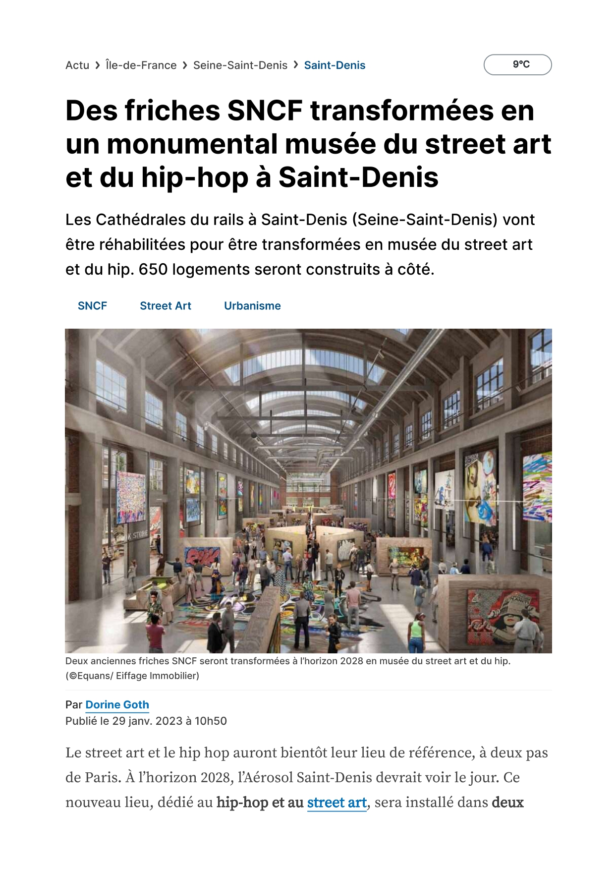 Des friches SNCF transformées en un monumental musée du street art et du hip-hop à Saint-Denis (actu.fr) – 29 janvier 2023